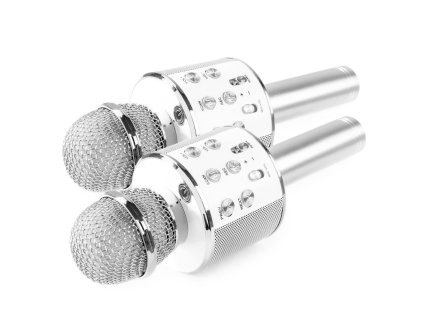 Max KM01 Set 2 stříbrných karaoke mikrofonů