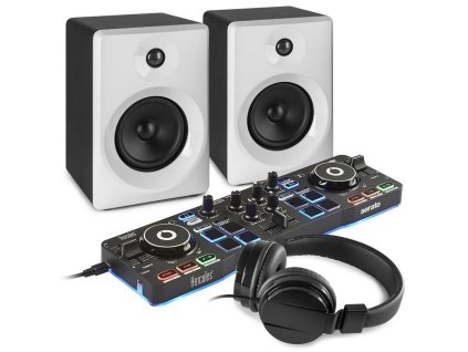 Hercules DJControl Starlight DJ Set s aktivními reproduktory - bílý
