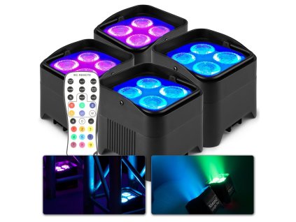 BeamZ BBP94W Set 4x Uplight PAR s bezdrátovým DMX