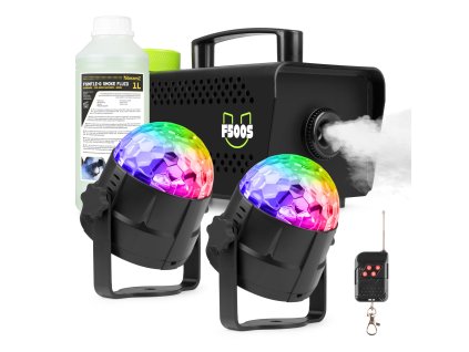 Fuzzix Partyset výrobníku mlhy F500S s náplní a 2ks efektu Tornado