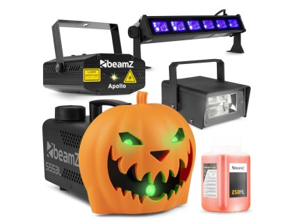 BeamZ S553L Halloween Edition Set s náplní 250ml, UV LED barem, stroboskopem a laserem