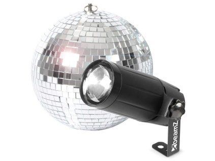 Set 20cm zrcadlové disco koule s LED bodovým reflektorem