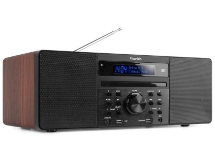 Audizio Prato mikrosystém s FM/DAB+, CD, USB a Bluetooth, tmavé dřevo