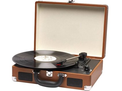 Fenton RP115F Retro gramofon s reproduktory a Bluetooth, hnědý