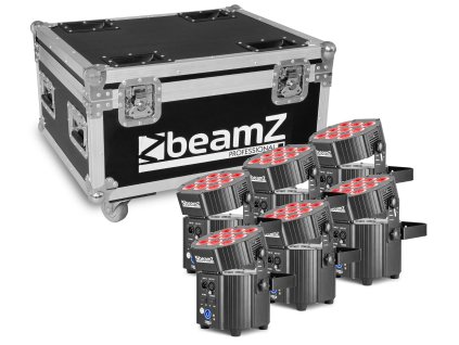 BeamZ BBP60 Uplighter Sada 6 kusů ve Flightcase s nabíječkou