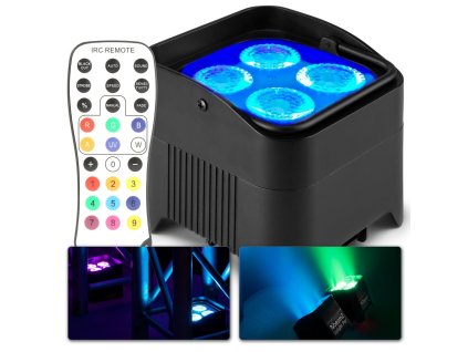 BeamZ BBP94W Battery Uplight Par 4X12W WDMX