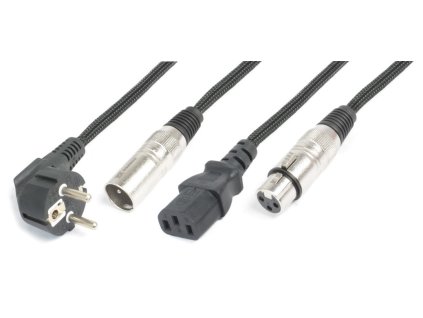 BeamZ Professional CX10-15 Light Combi Cable Schuko - XLR M / IEC F - XLR F 15M