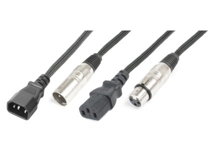BeamZ Professional CX09-10 Light Combi Cable IEC M - XLR M / IEC F - XLR F 10M