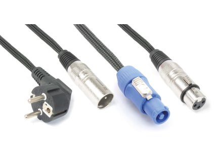 BeamZ Professional CX08-20 Light Combi Cable Schuko - XLR M / Powerconnector A - XLR F 20M