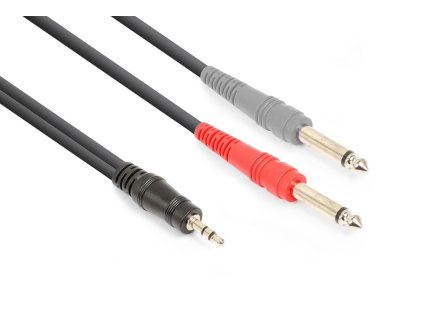 Vonyx CX332-3 kabel 3,5 mm stereo jack - 2x 6,3 mm mono jack (3m)