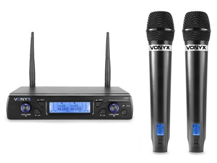 Vonyx WM62 Wireless Microphone UHF With 2 Handheld