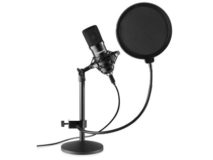Vonyx CMTS300 set studiového USB mikrofonu, černý