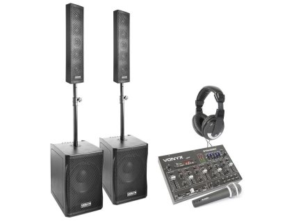 Vonyx 1500W Complete 2.2 Set aktivních reproboxů s mixpultem, sluchátky a mikrofonem