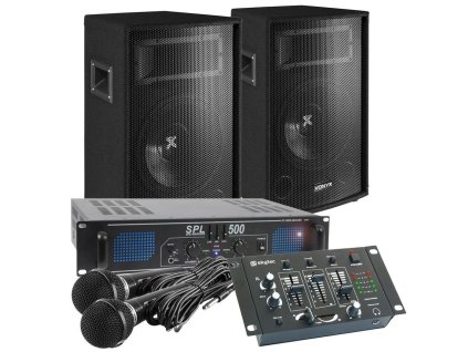 Vonyx Complete Professional Karaoke 500W Set se zesilovačem, reproboxy a kabely