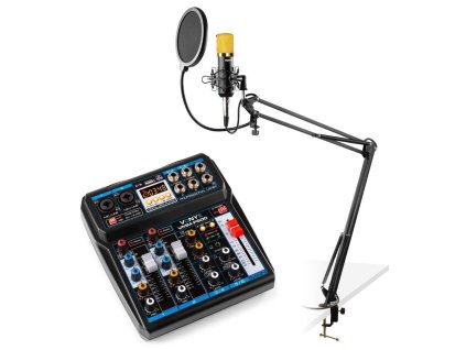Vonyx CMS400B Podcast Starter Set studiového mikrofonu s ramenem a mixpultem