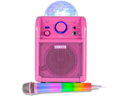 Vonyx SBS50P Karaoke set s BT a LED mikrofonem v růžové barvě