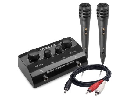 Vonyx AV430B Karaoke Set s 2 mikrofony a kabelem, černý