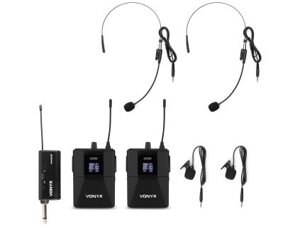 Vonyx WM552B Dual wireless bodypack microphone Plug-and-Play set UHF