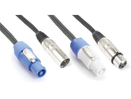 Power Dynamics CX05-3 Audio Combi Cable Powerconnector B - XLR F / Powerconnector A - XLR M 3.0M