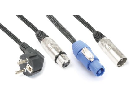 Power Dynamics CX03-15 Audio Combi Cable Schuko - XLR F / Powerconnector A - XLR M 15M