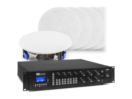 Power Dynamics 6 zónový zvukový systém se zesilovačem PRM606 s BT a 12x vestavěnými reproduktory (bílý)