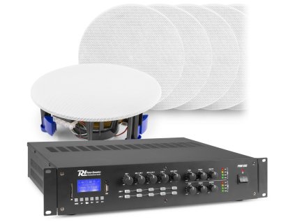 Power Dynamics 2 zónový zvukový systém se zesilovačem PRM1202 s BT a 12x vestavěnými reproduktory (bílá)