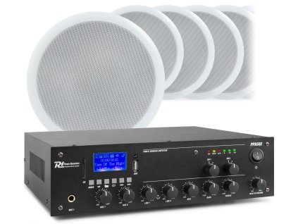 Power Dynamics 2 zónový zvukový systém s BT, zesilovačem PPA502 a 10 stropními reproduktory