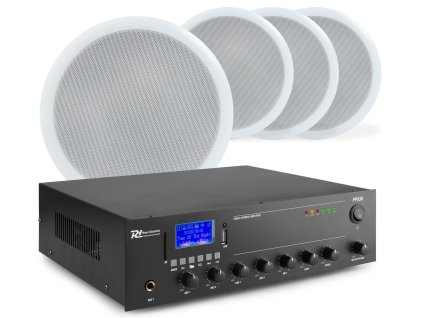 Power Dynamics zvukový systém se 4 stropními reproduktory CSPB6 a zesilovačem PPA30 s BT