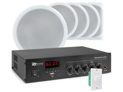 Power Dynamics zvukový systém s 10 stropními reproduktory CSPB5 a zesilovačem PDM45 s BT