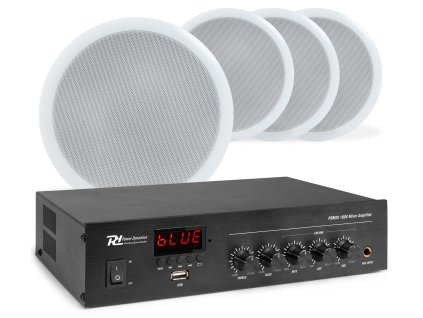 Power Dynamics zvukový systém se 4 stropními reproduktory CSPB5 a zesilovačem PDM25 s BT
