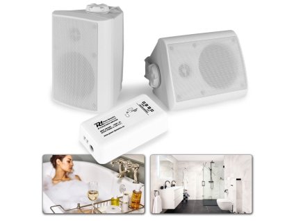 Power Dynamics Bluetooth Set zesilovače s reproduktory 4", bílý