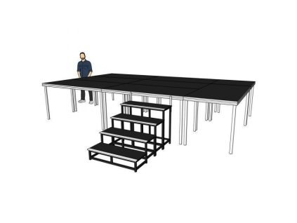 Power Dynamics Kompletní podium 5x3m - výška 100cm včetně schodů