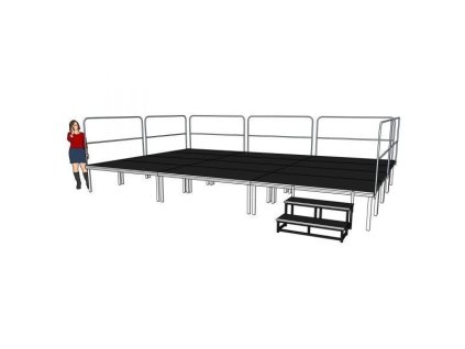 Power Dynamics Kompletní podium 6x4m - výška 60-100cm včetně schodů a zábradlí