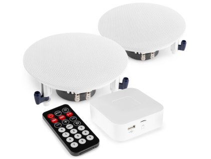 Power Dynamics Zesilovač s Bluetooth a 2ks stropních reproduktorů - Barva bílá