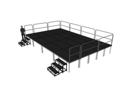 Power Dynamics Kompletní podium 8x5m - výška 80-140cm včetně schodů a zábradlí