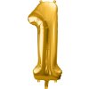 PartyDeco Foliový balón číslo 1, 86cm zlatý
