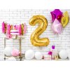 PartyDeco Foliový balón číslo 2, 86cm zlatý