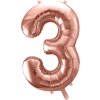PartyDeco Foliový balón číslo 3, 86cm rose zlatý