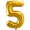PartyDeco Foliový balón číslo 5, 86cm zlatý