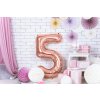 PartyDeco Foliový balón číslo 5, 86cm rose zlatý