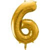 PartyDeco Foliový balón číslo 6, 86cm zlatý