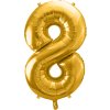 PartyDeco Foliový balón číslo 8, 86cm zlatý