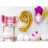 PartyDeco Foliový balón číslo 9, 86cm zlatý