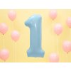 PartyDeco Foliový balón číslo 1, 86cm light blue
