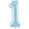 PartyDeco Foliový balón číslo 1, 86cm light blue