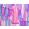 PartyDeco Foliový balón číslo 1, 86cm pink