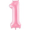 PartyDeco Foliový balón číslo 1, 86cm pink