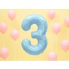 PartyDeco Foliový balón číslo 3, 86cm light blue