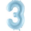 PartyDeco Foliový balón číslo 3, 86cm light blue