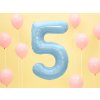 PartyDeco Foliový balón číslo 5, 86cm light blue